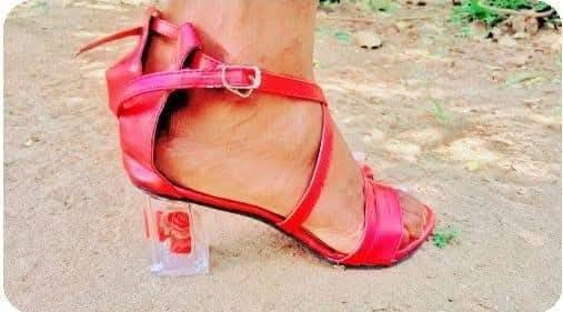 LADIES HEELS RED TRANSPARENTS