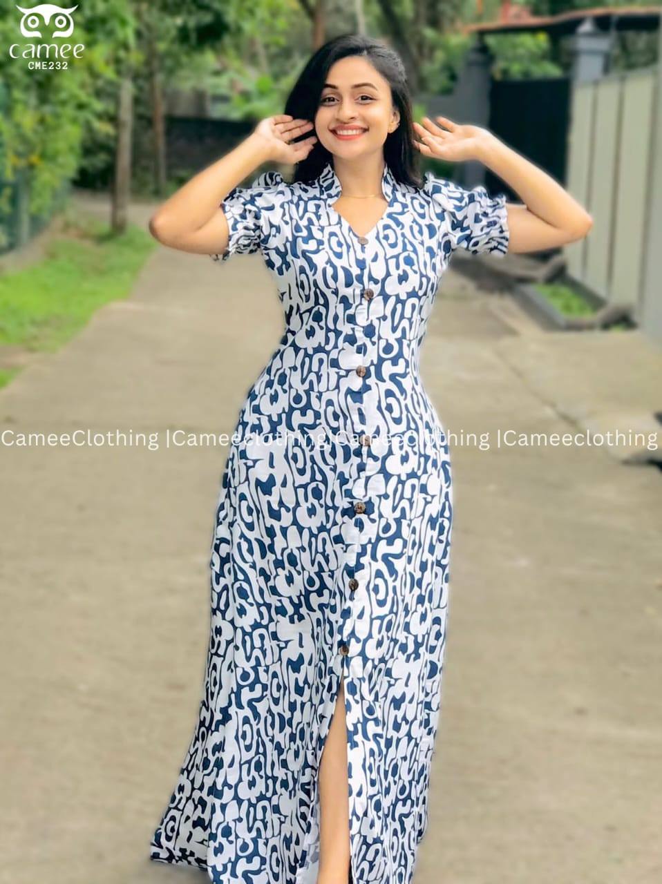 BLUE WHITE LADIES FROCK DESIGN