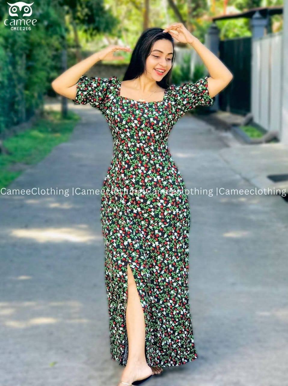PRINTED FLOWER LONG FROCK