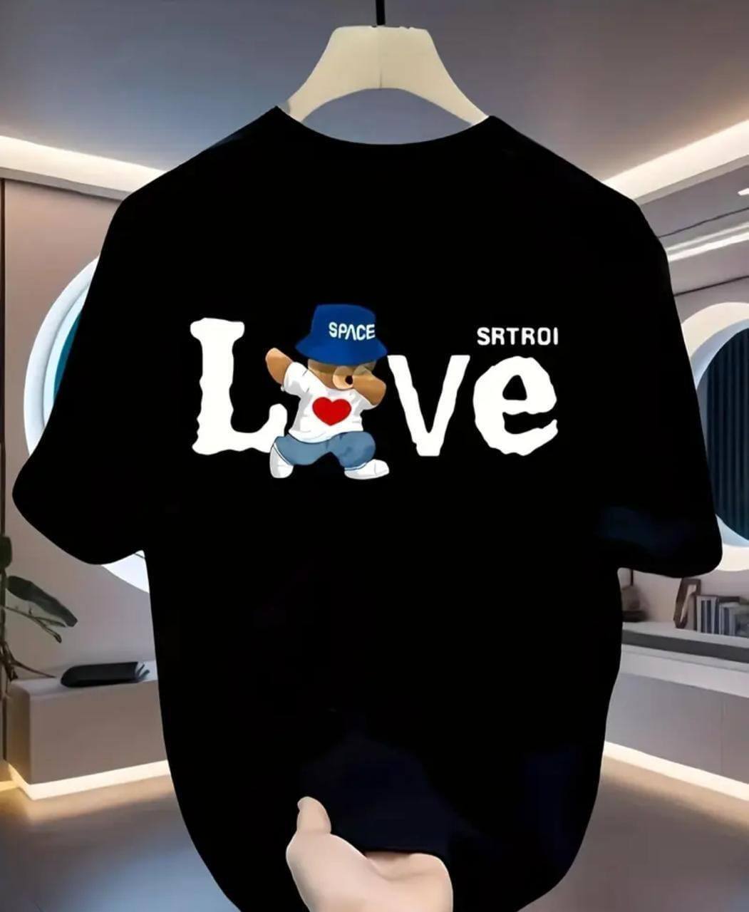 BLACK TEE WITH 'LOVE SPACE' PRINT