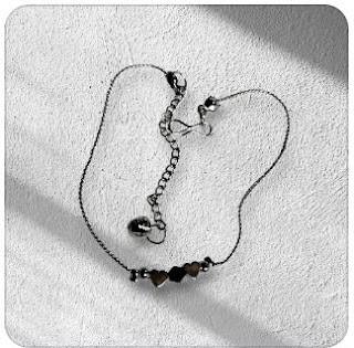 BLACK BEADED HEART CHARM BRACELET & ANKLET
