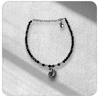 BLACK BEADED SUN CHARM BRACELET & ANKLET