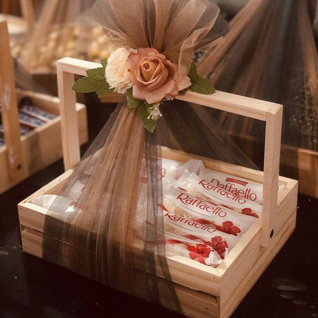 WOODEN GIFT HAMPER BASKET WITH A HANDLE - PREMIUM QUALITY