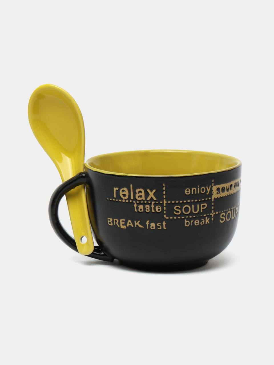 CERAMIC SOUP BOWL WITH CERAMIC SPOON AVAILABLE