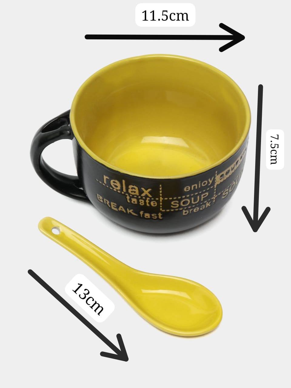 CERAMIC SOUP BOWL WITH CERAMIC SPOON FOR SALE