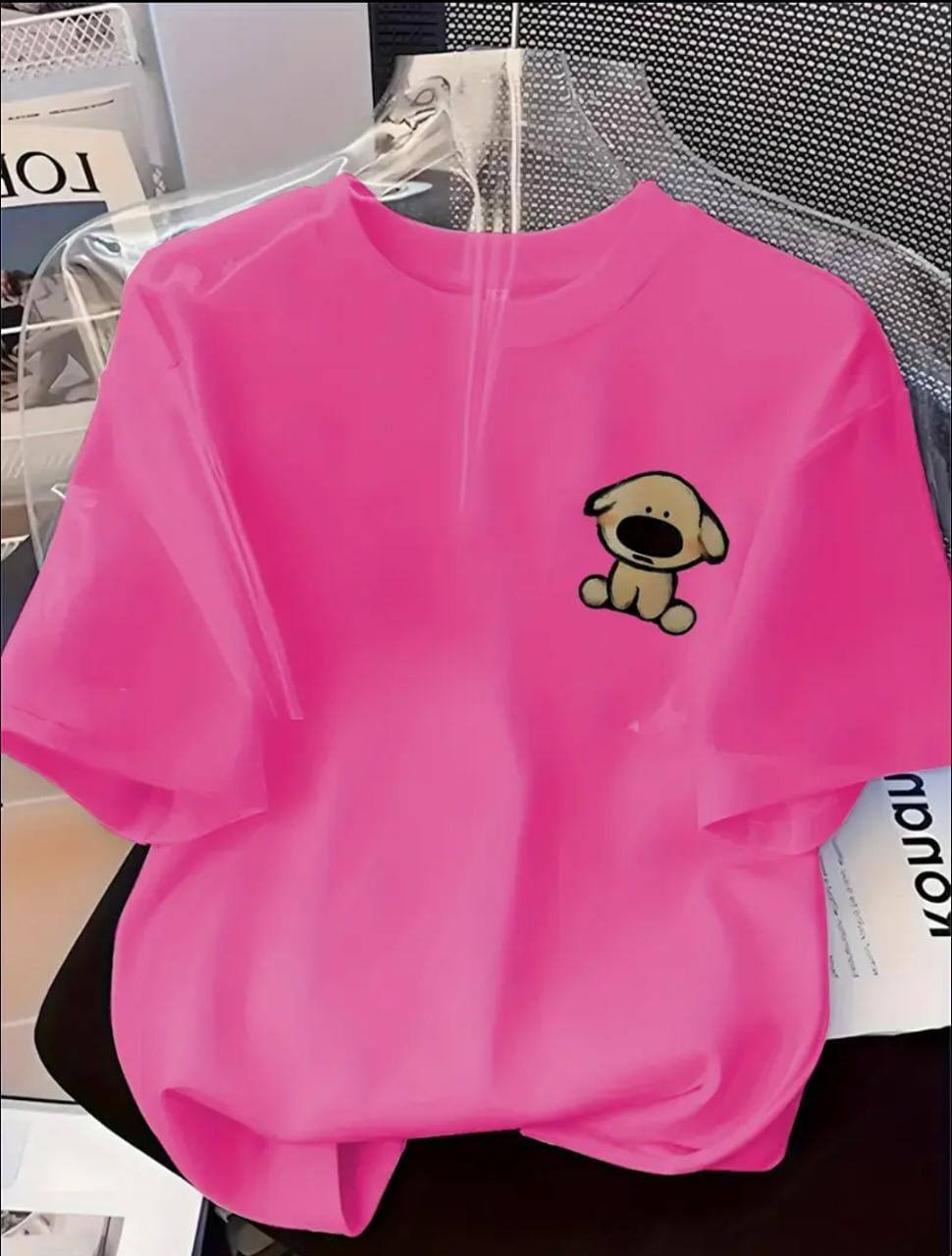 PINK TEE WITH A CUTE DOG PRINT