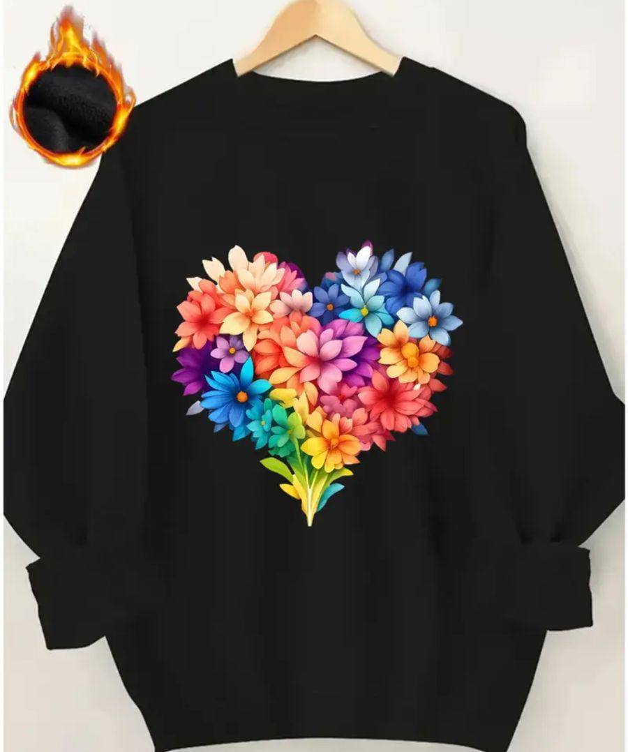 BLACK HEART DESIGN PRINTED T SHIRT