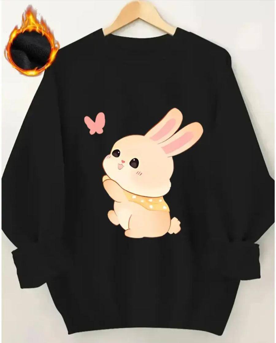 RABBIT DESIGN BLACK T SHIRT DESIGN