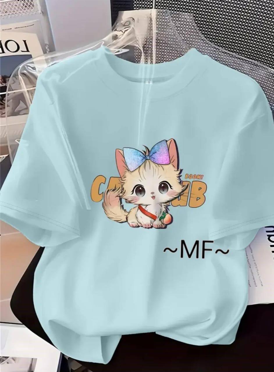 LIGHT BLUE TEE WITH A PUPPY PRINT