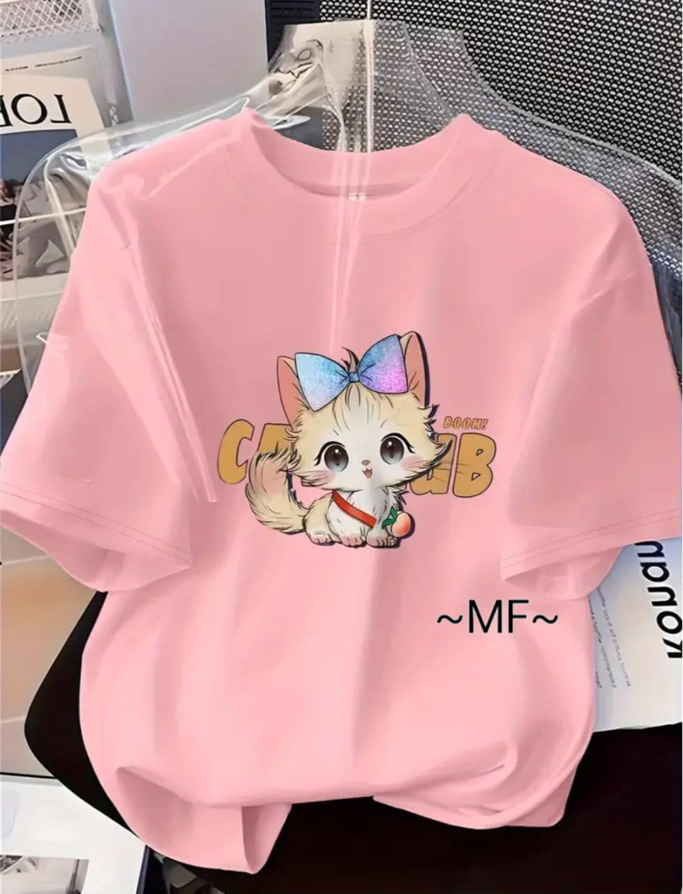 PINK TEE WITH A PUPPY PRINT