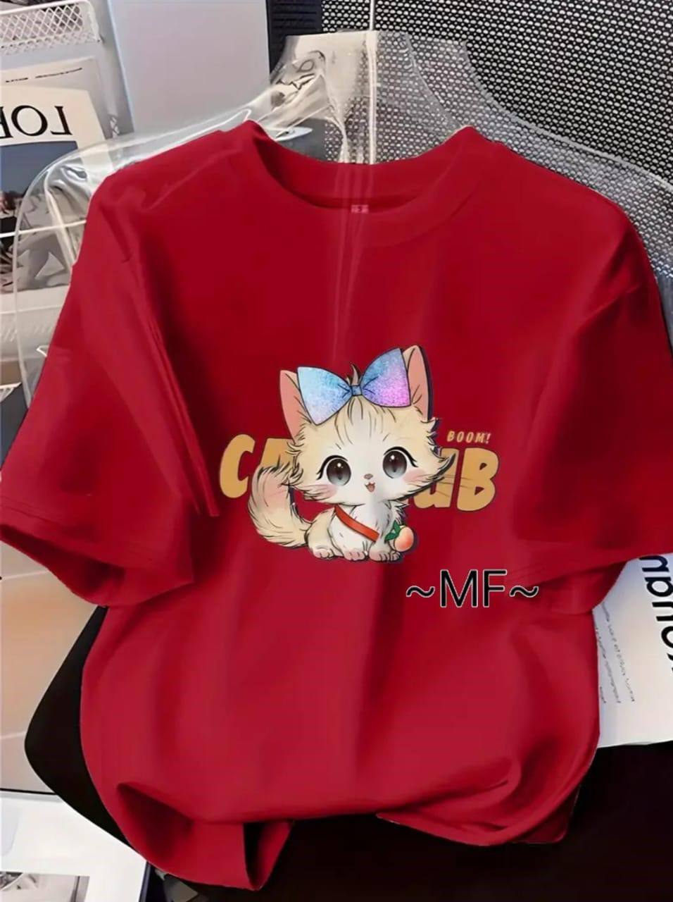RED TEE WITH A PUPPY PRINT