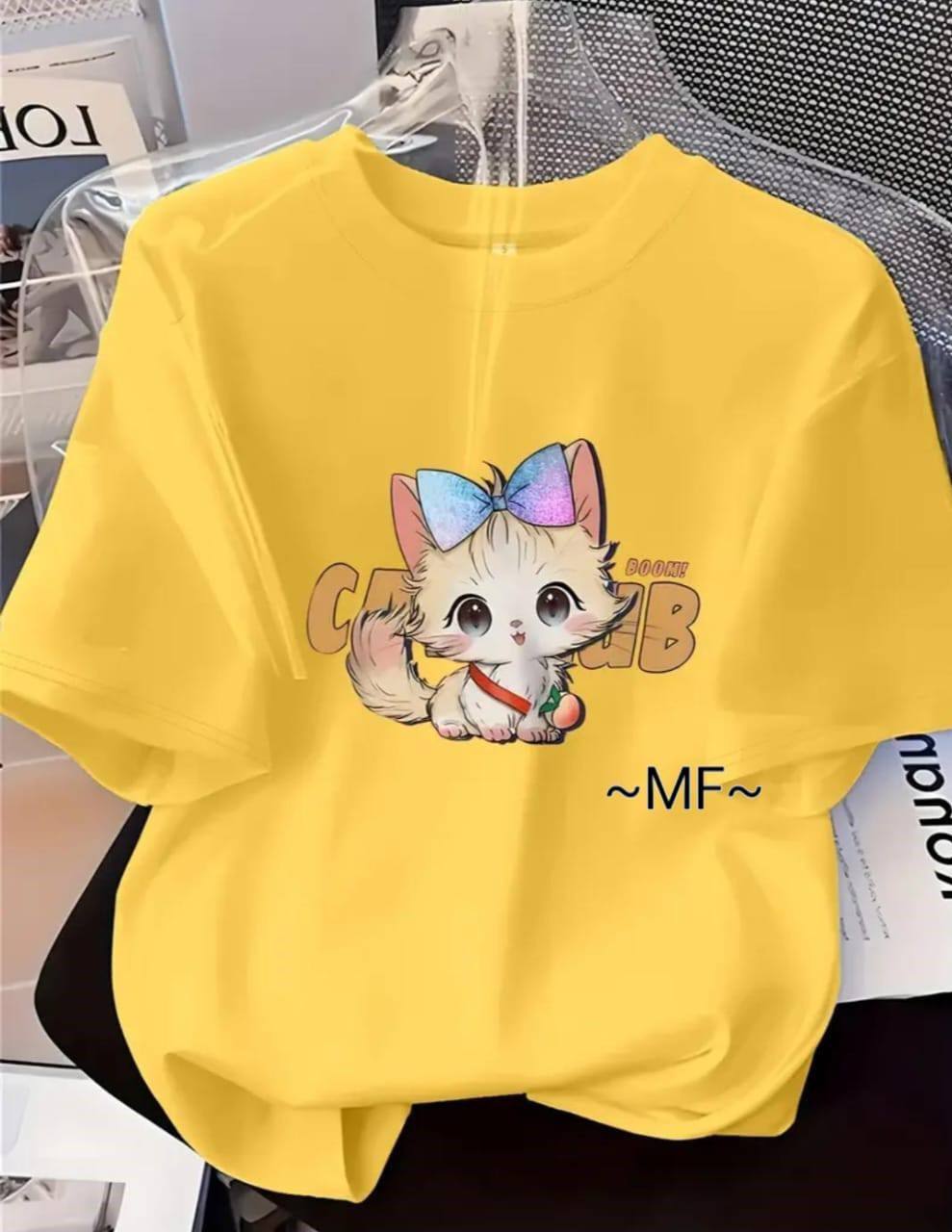 YELLOW TEE WITH A PUPPY PRINT