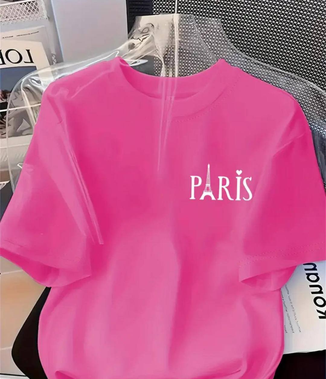 PINK TEE WITH 'PARIS' PRINT
