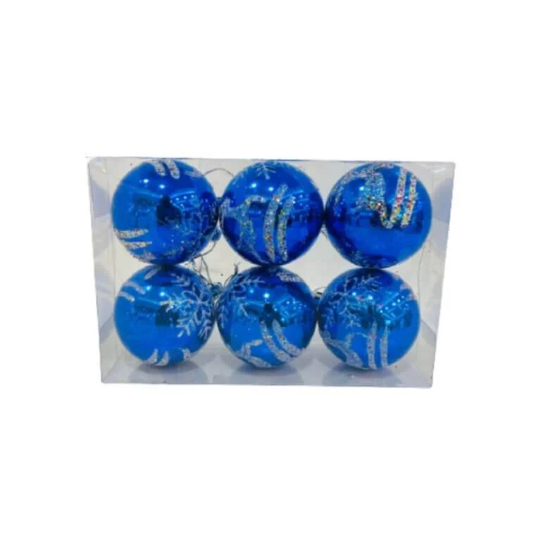 BLUE CHRISTMAS TREE ORNAMENTS SET 6 PCS