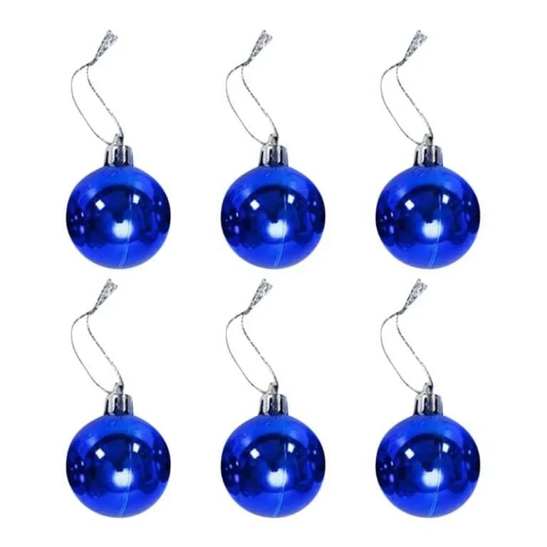 BLUE CHRISTMAS TREE ORNAMENTS SET 6 PCS (SMALL)