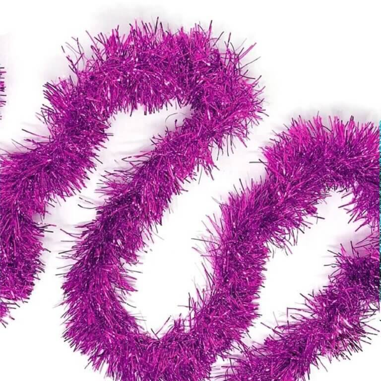 MAGENTA CHRISTMAS FOIL TINSEL GARLAND