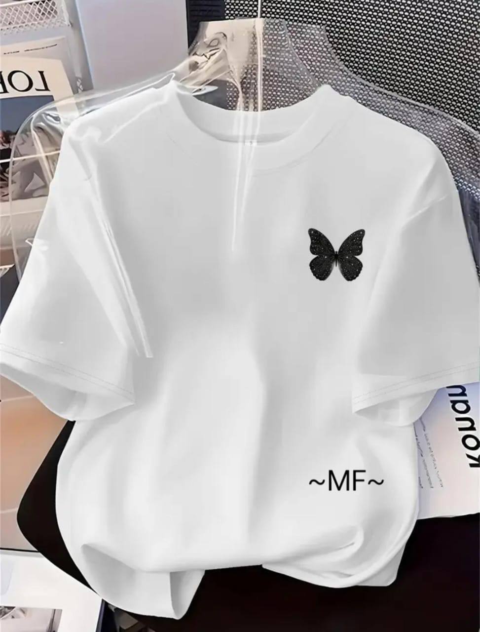BUTTERFLY PRINT T-SHIRT – WHITE