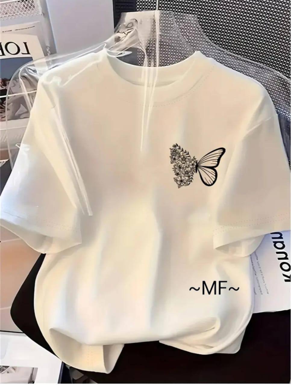 BUTTERFLY BLOOM PRINT TEE – WHITE