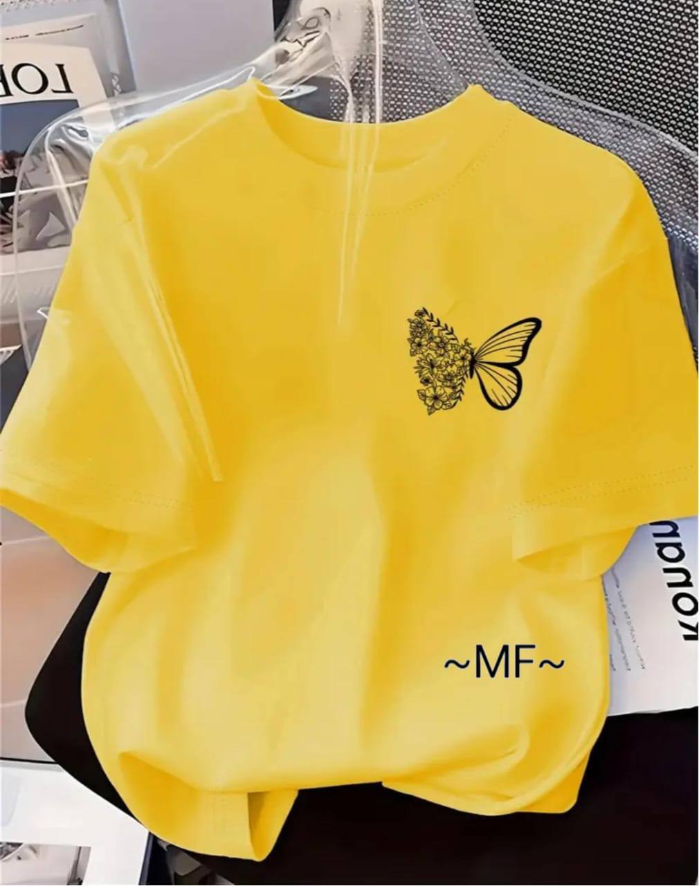 BUTTERFLY BLOOM PRINT TEE – YELLOW