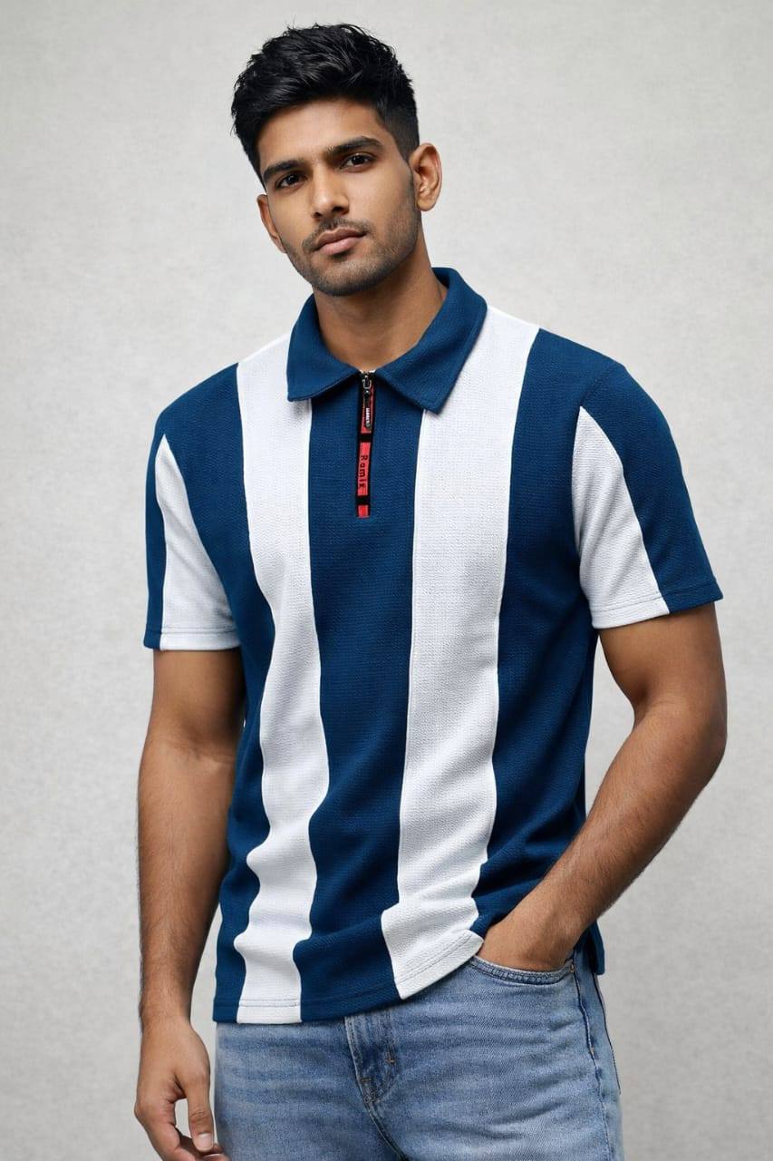 TWO TONE POPCORN T-SHIRT MODERN & STYLISH LOOK