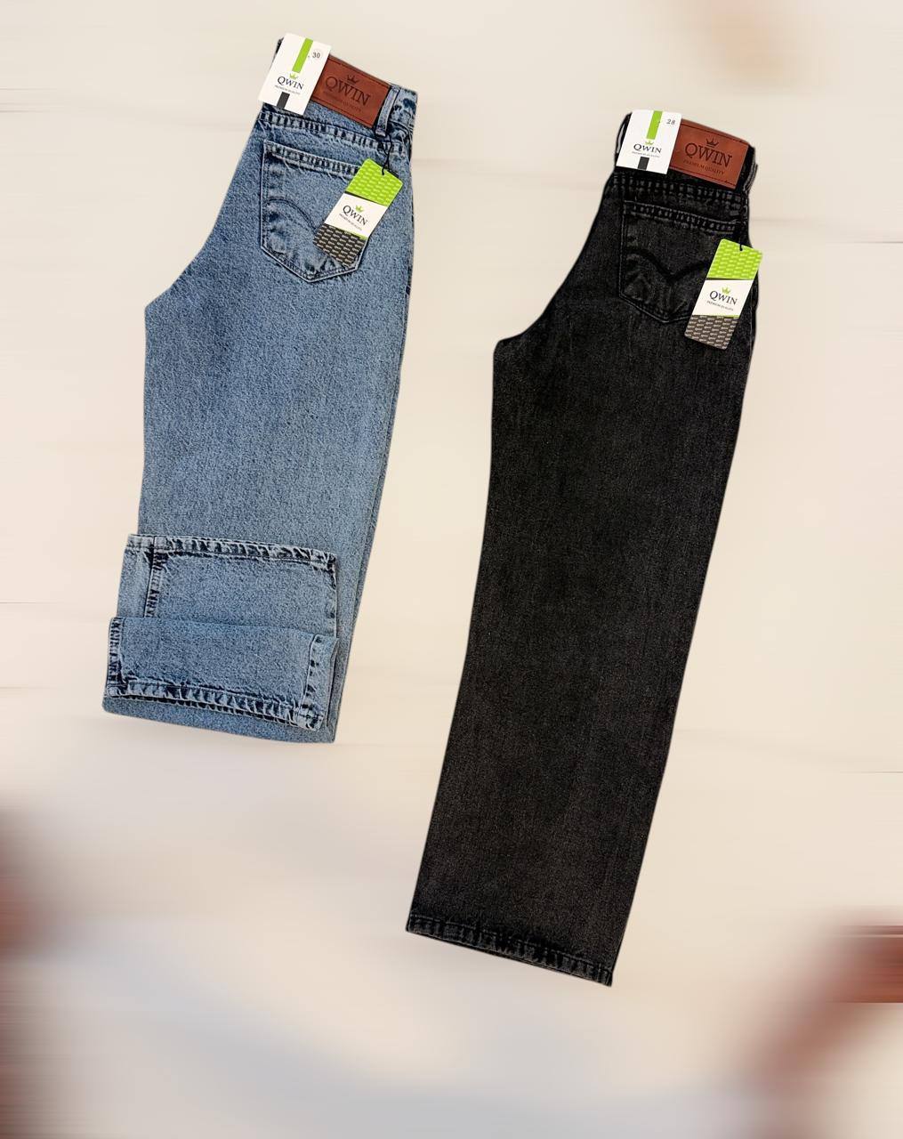 LADIES ACID WASH BIG-FOLD DENIM
