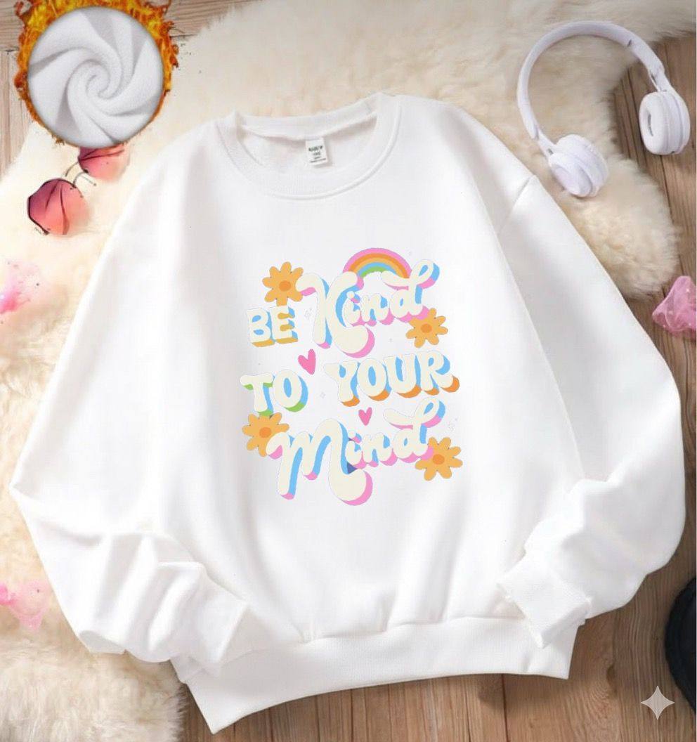 CASUAL TEE WITH 'BE KIND TO YOUR MIND' PRINT - WHITE