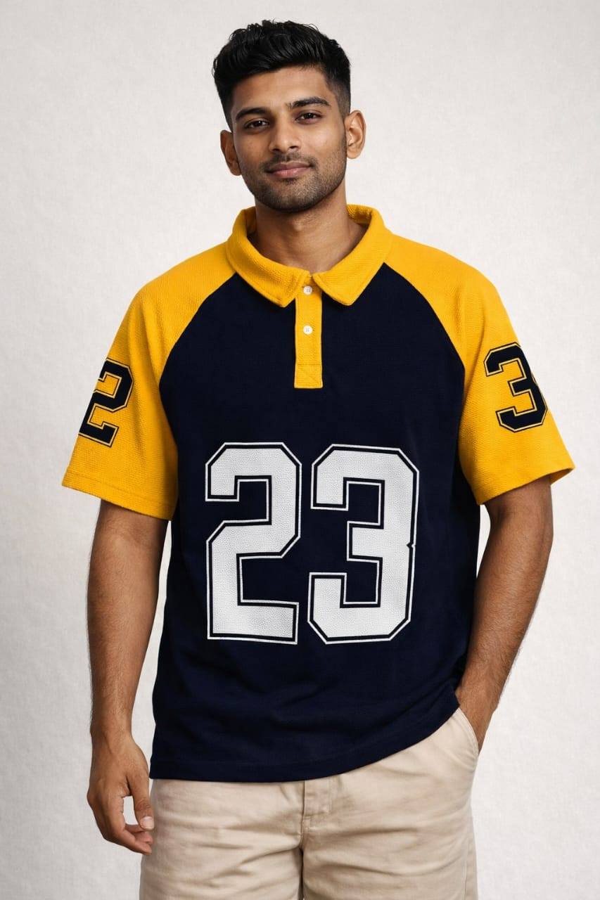 NEW POPCORN COLLAR NUMBER T-SHIRT
