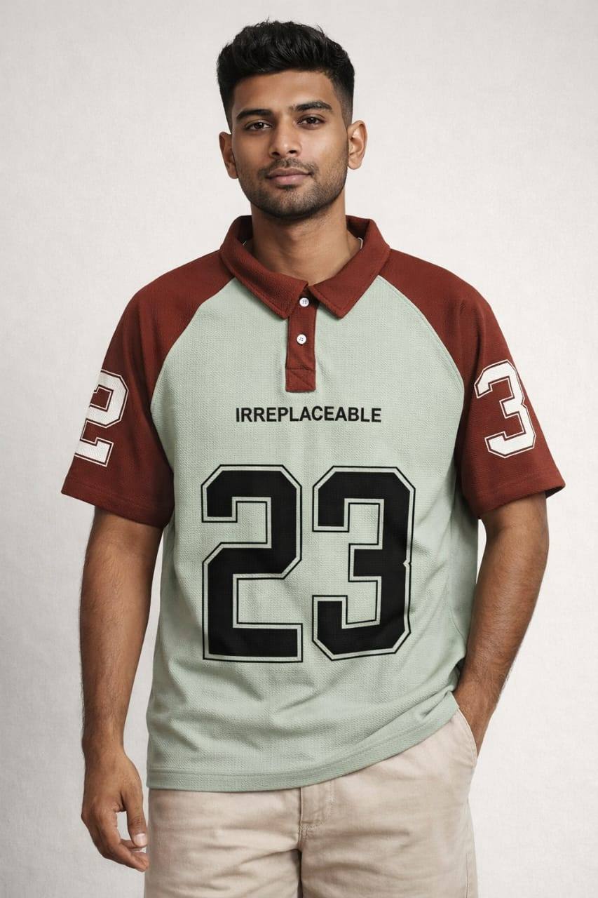 NEW POPCORN COLLAR NUMBER T-SHIRT