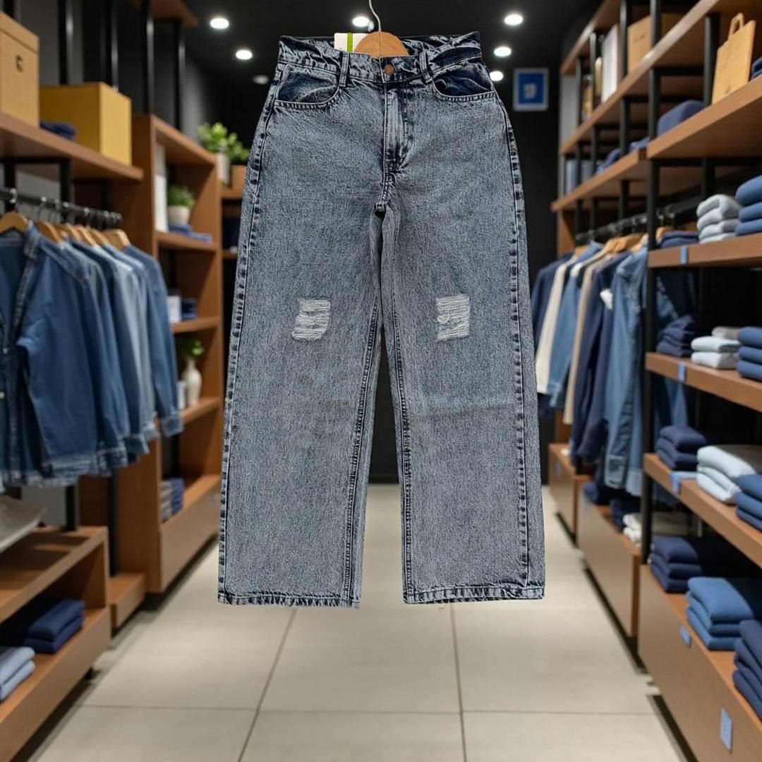 LADIES WIDE BAGGY DENIM