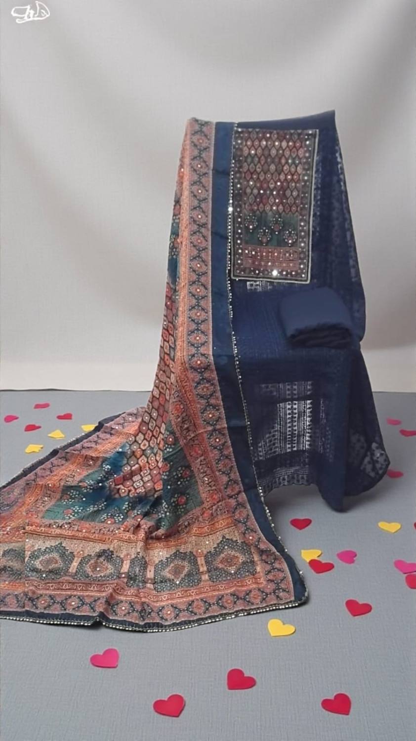 HAKOBA MIRROR WORK SHALWAR MATERIAL SET