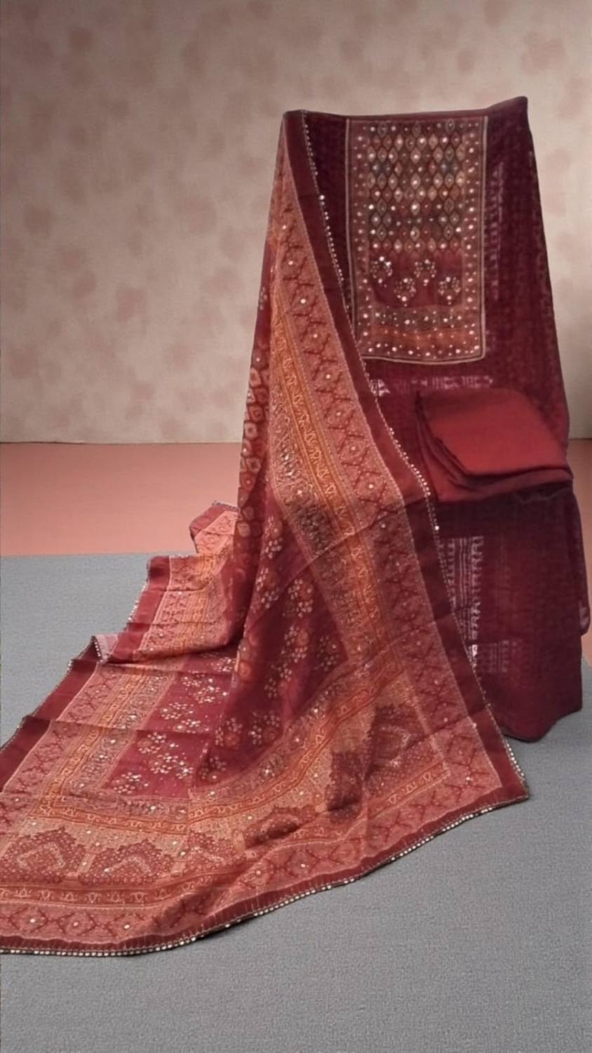 HAKOBA MIRROR WORK SHALWAR MATERIAL SET