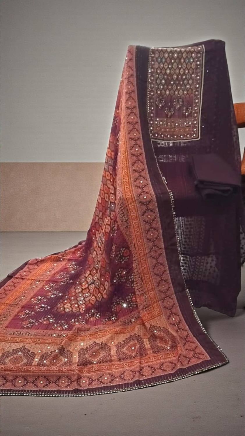 HAKOBA MIRROR WORK SHALWAR MATERIAL SET