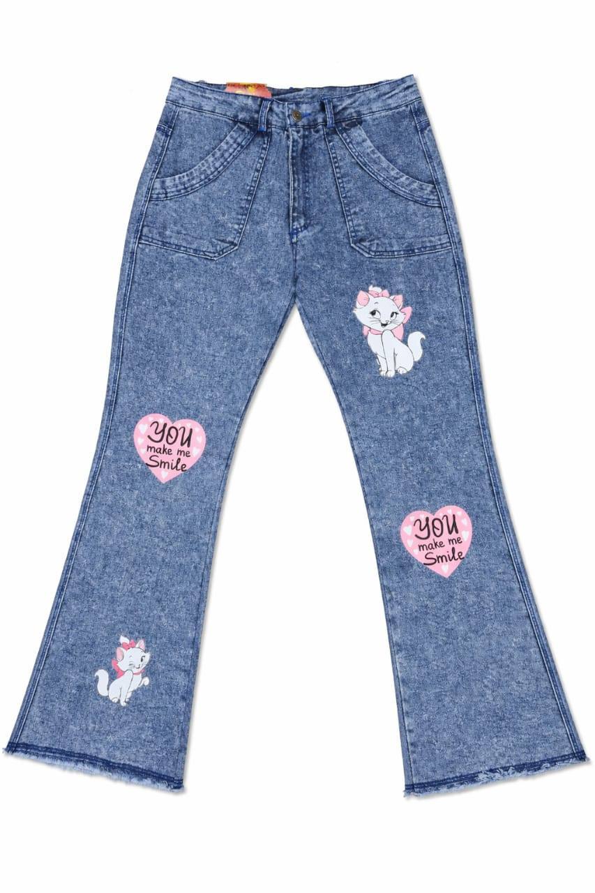 LADIES BIG FOLD PRINT DENIM