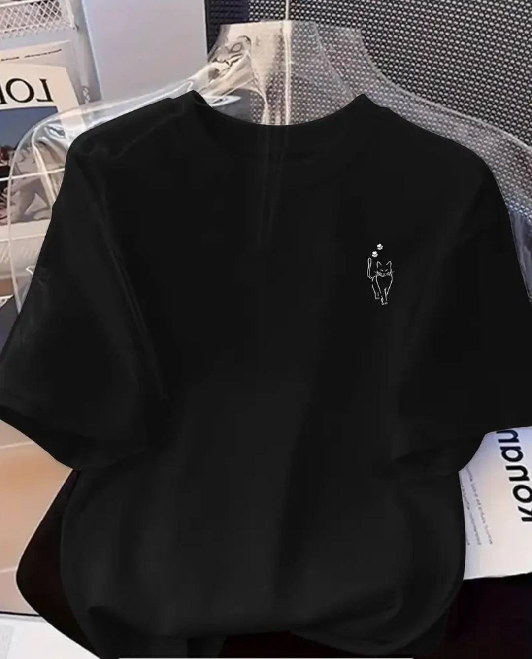 BLACK COLOR CASUAL WEAR T SHIRT