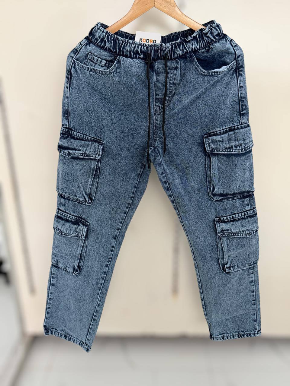 ACID WASH BIG FOLD CARGO DENIM