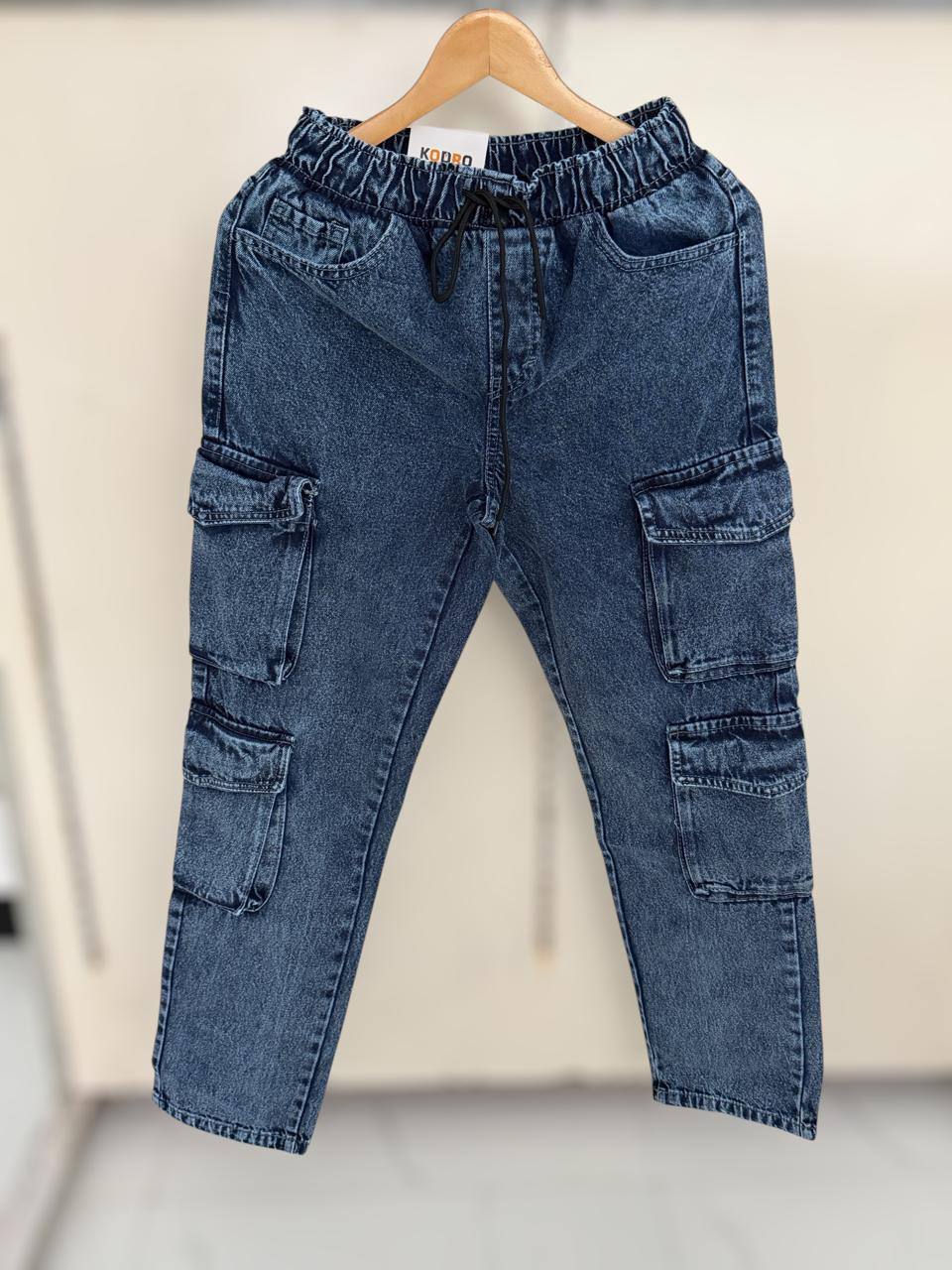 ACID WASH BIG FOLD CARGO DENIM