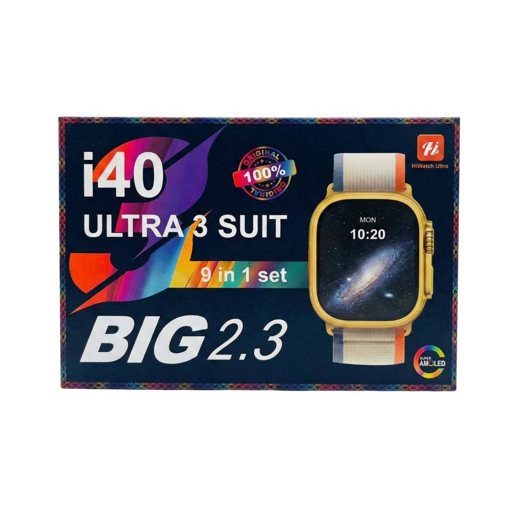 I40 ULTRA 3 SUIT 9 IN 1 SET SMART WATCH WITH BIG 2 3 DISPLAY