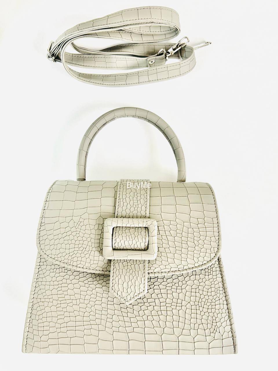 SNAKE TEXTURE WHITE LADIES HAND BAG - IMPORTED