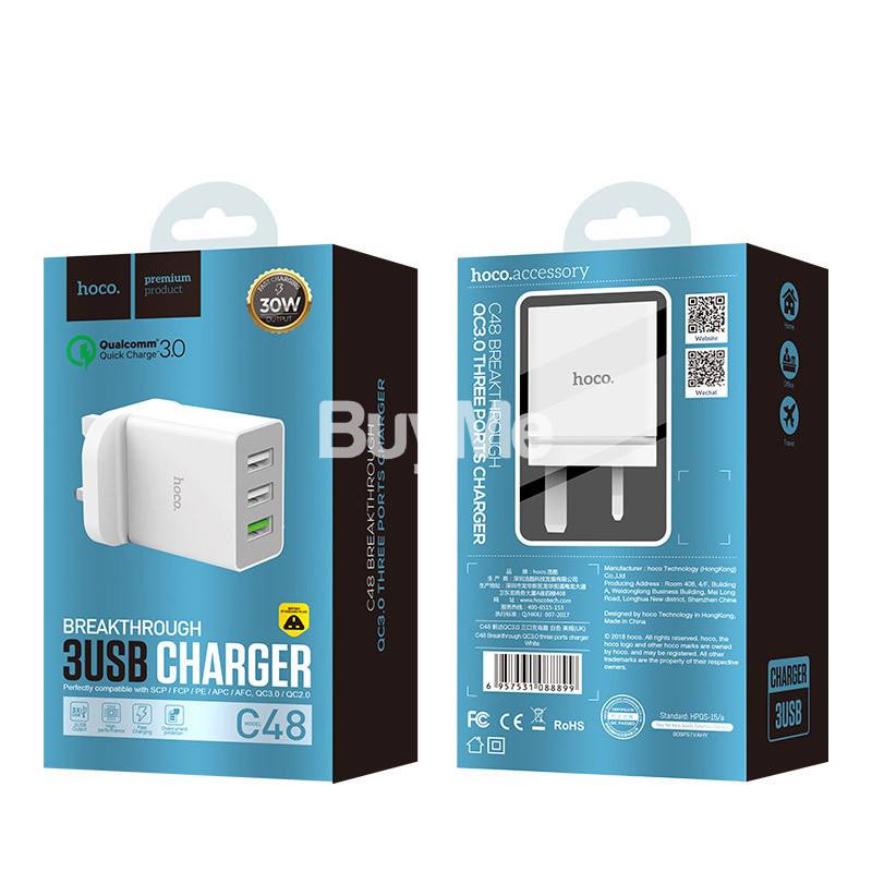 Hoco Wall Charger C48 3 USB ports UK