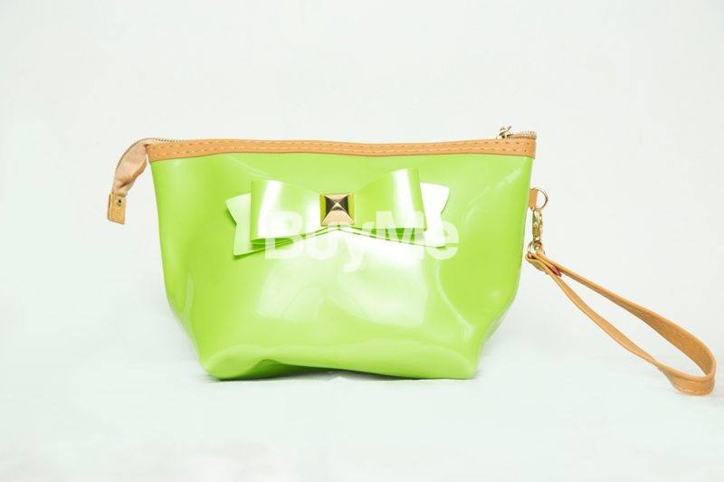 WOMEN LIME GREEN CHIC BOW DESIGN CLUTCH BAG