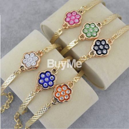 18K GOLD PLATED INDIAN CHARM PENDANT CRYSTAL BRACELET