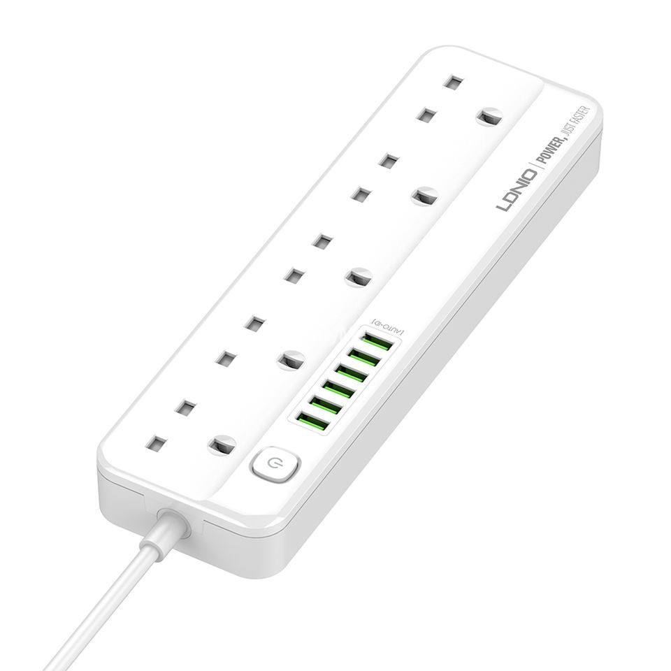 LDNIO EXTENSION POWER CORD WITH 5 AC OUTLETS & 6 USB SC5614