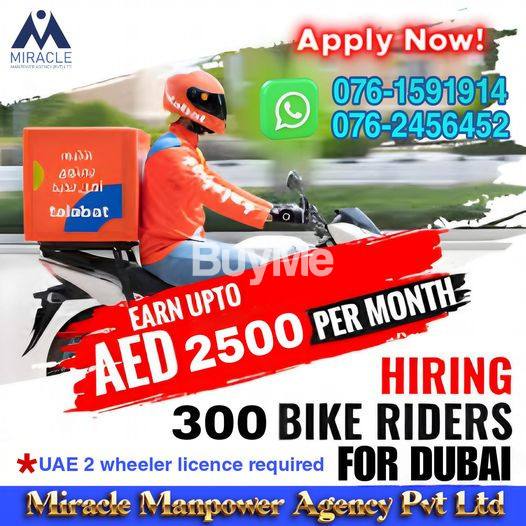 OVERSEAS JOBS FOR BIKE RIDERS IN DUBAI