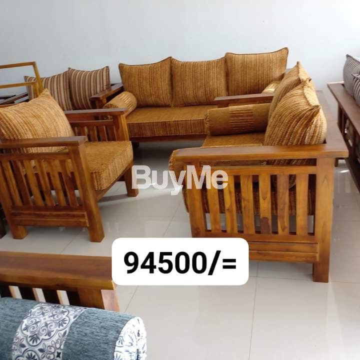 BEIGE COLOR WOODEN SOFA SET - 47