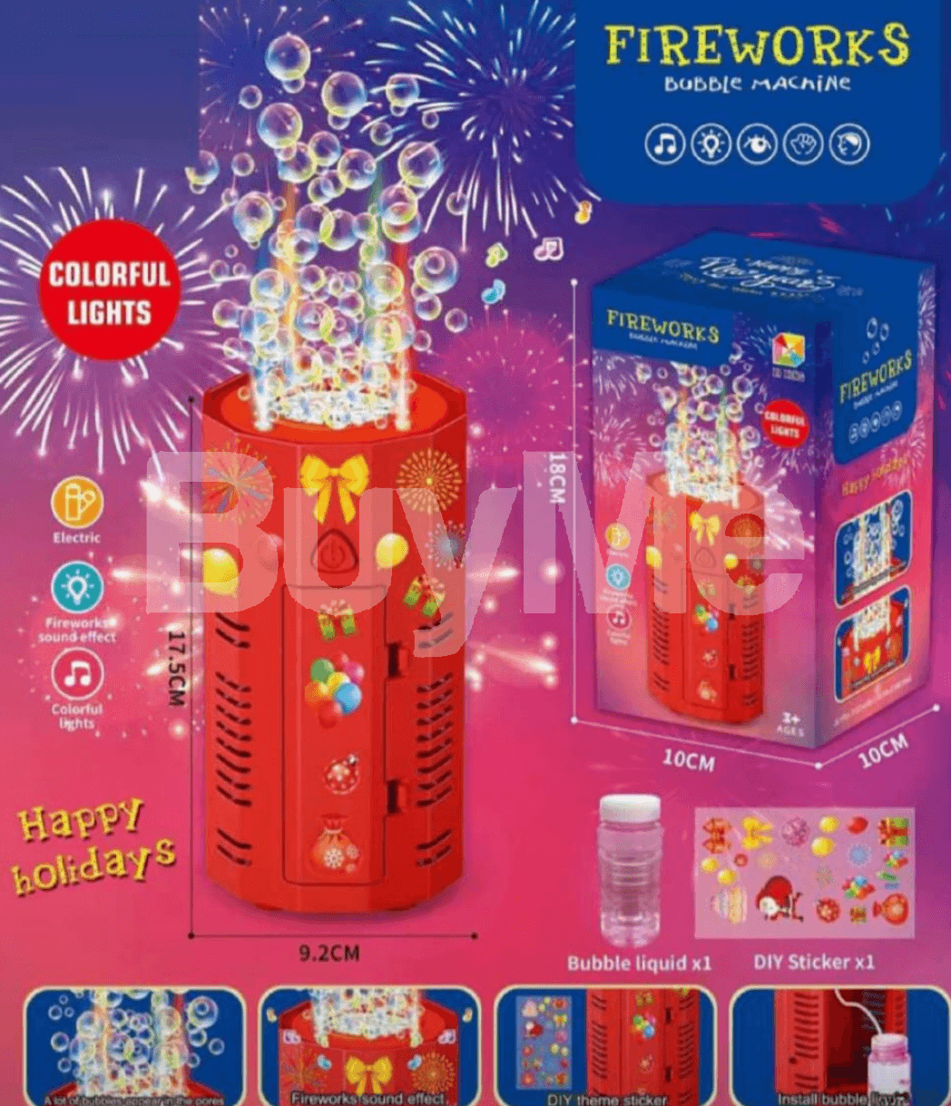 KIDS COLOURFUL FIREWORK BUBBLES MACHINE