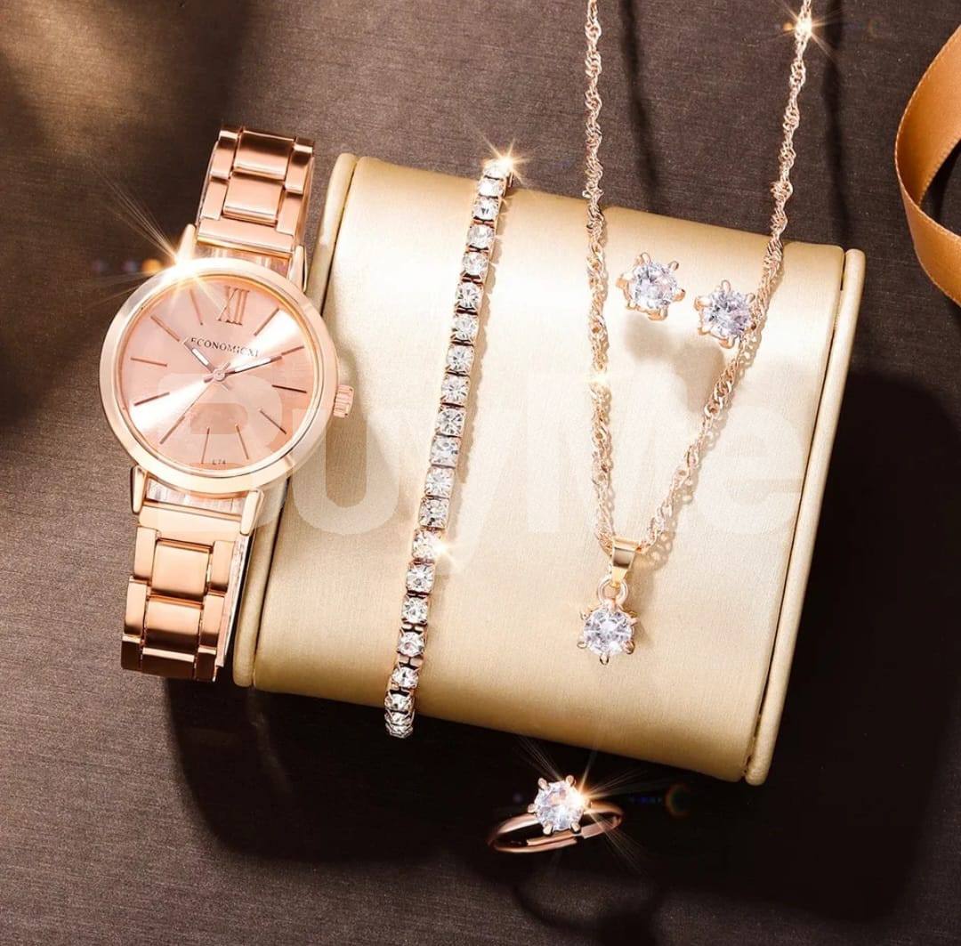 ROSE GOLD COLOUR WATCH & BRACELETS & NECKLESSS