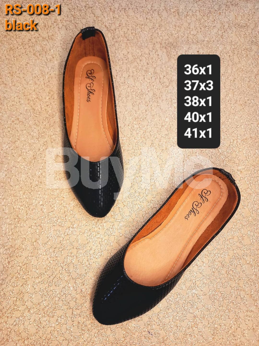LADIES FLAT COAT SHOES - BLACK