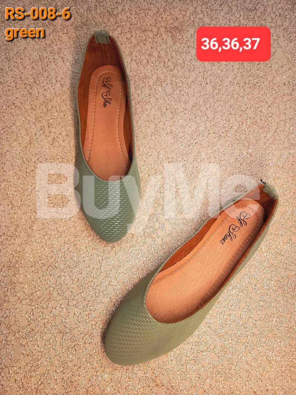 LADIES FLAT COAT SHOES - GREEN