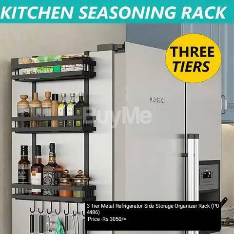 3 TIER MEDAL REFRIDGERATOR SIDE STORAGE ORGANIZER RACK