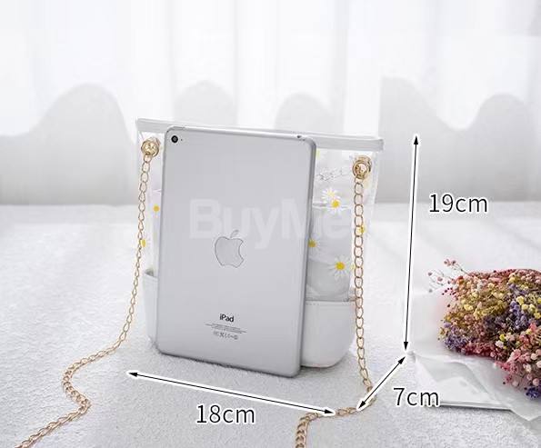 LADIES TRANSPARENT TWO PIECES SIDE BAG - WHITE